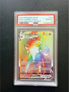 2021 Pokemon Evolving Skies Lycanroc VMAX 213/203 Secret Rare PSA 10
